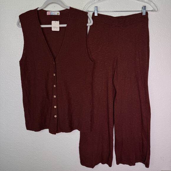 Free People Stockton Sweater Set Womens XS Oversize Wide Leg Matching Outfit NEW - Picture 1 of 16